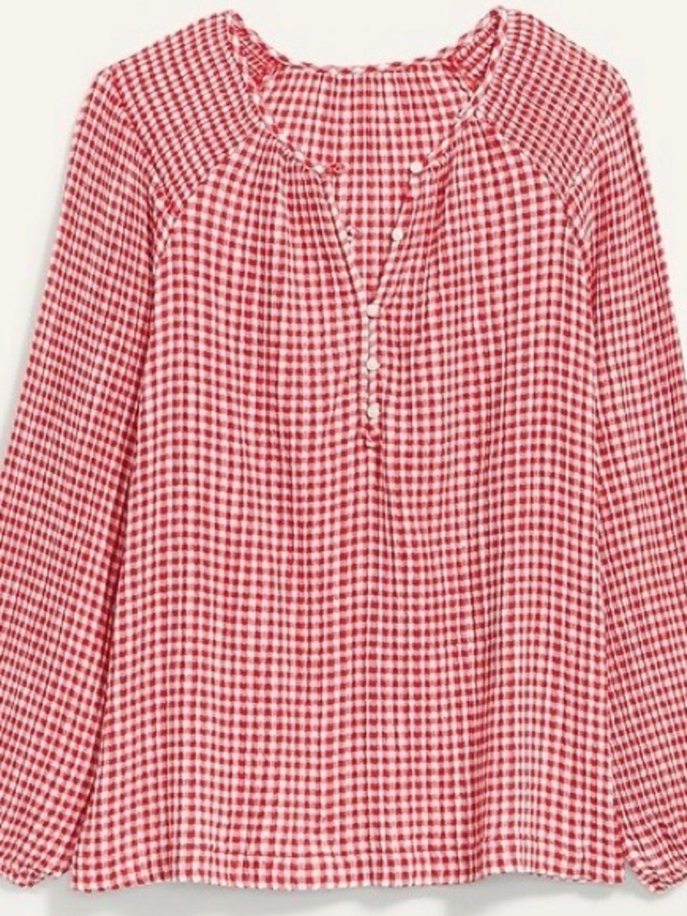 Old Navy Gingham Smocked Shoulder Poet Blouse - Picture 7 of 10
